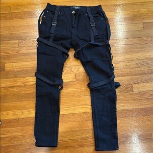 Men's Black Strap Detail Pants